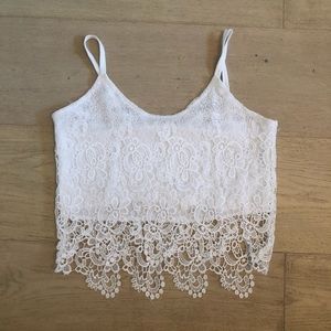 white lace crop top